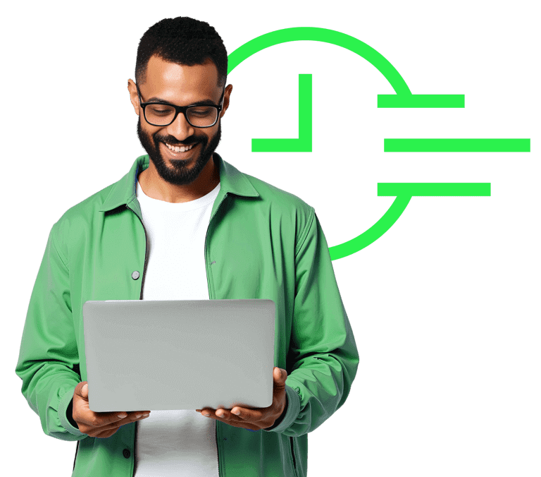 homem emitindo certificado digital da soluti